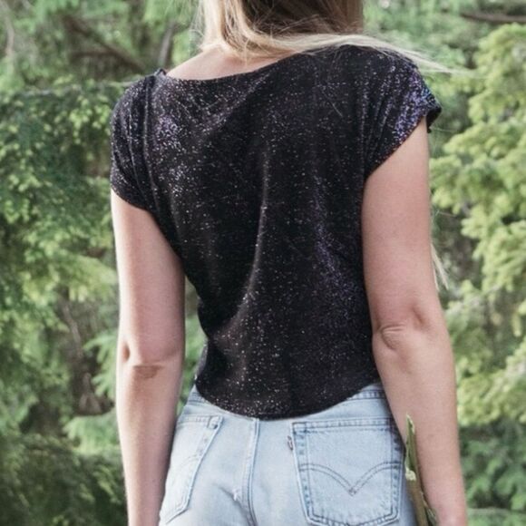 Vintage 80s / 90s Sequin Sparkly Disco Short Sleeve Blouse - Picture 13 of 13